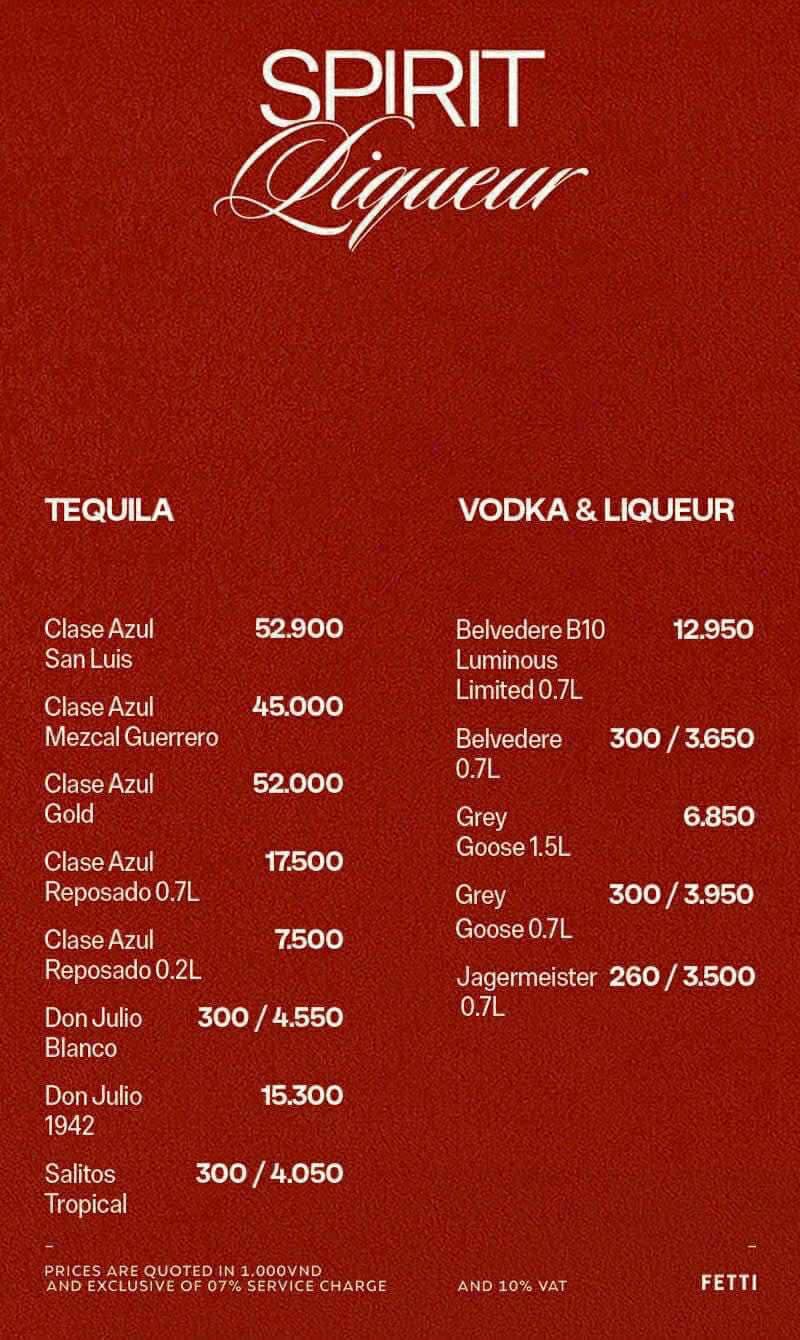 Fetti Lounge Menu - Image 1