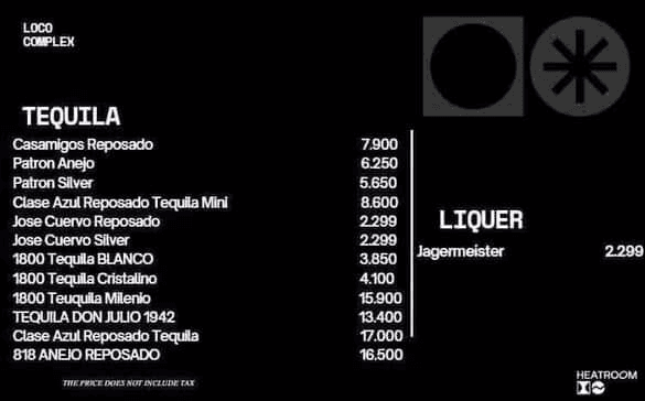 LOCO Complex Heatroom Menu - Image 1